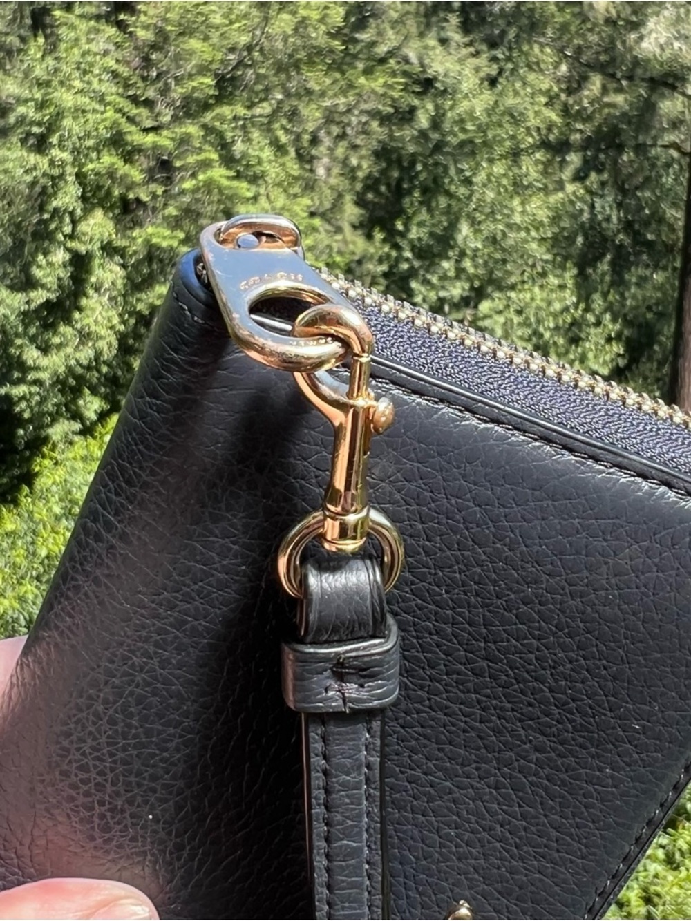 COACH Long Zip-Around Wallet Navy Pebble Leather w Gold Hardware AUTHENTIC - Picture 7 of 14
